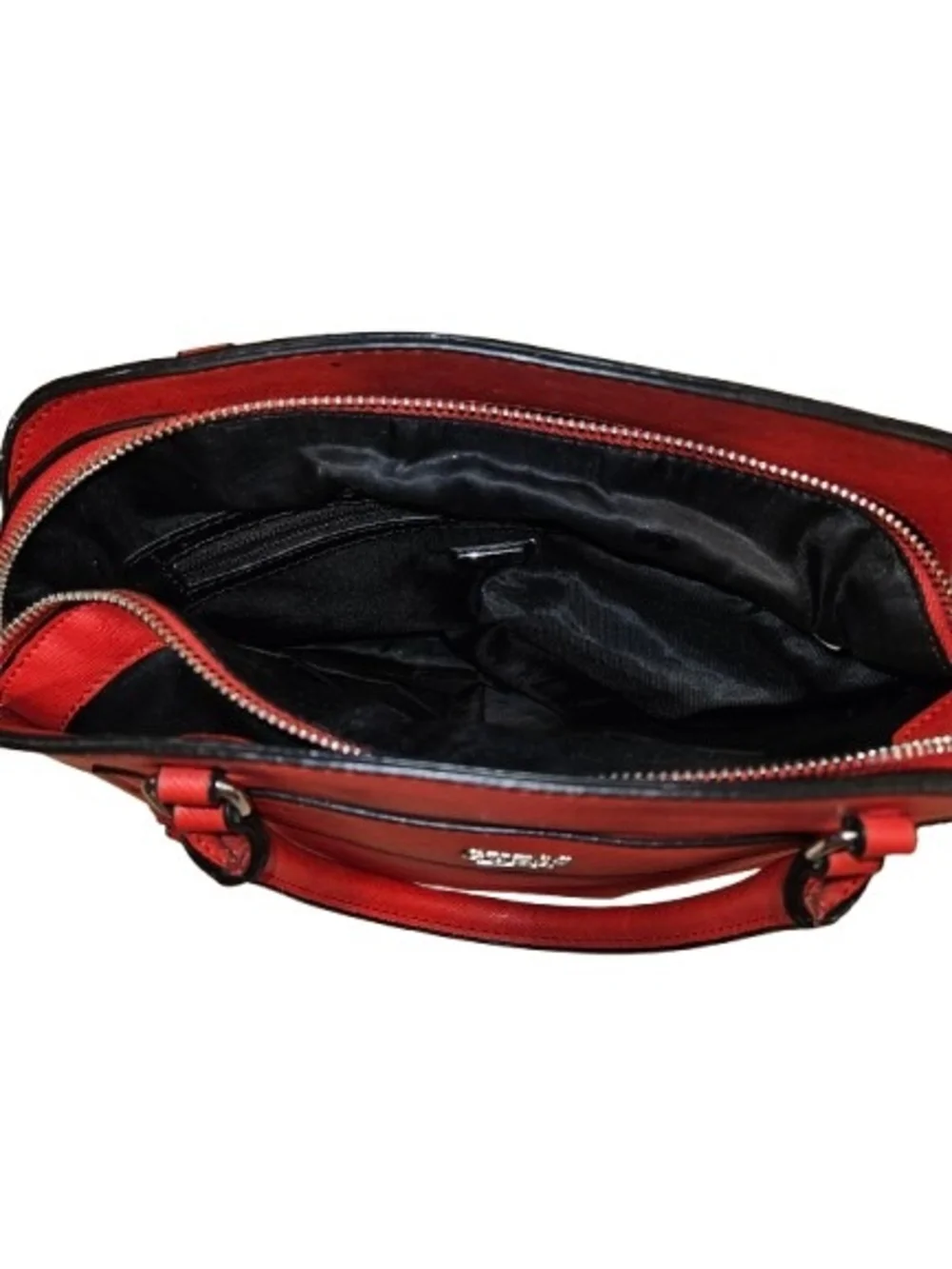 GUESS Red Saffiano Dome Satchel Crossbody Top Handle Purse Structured Bag